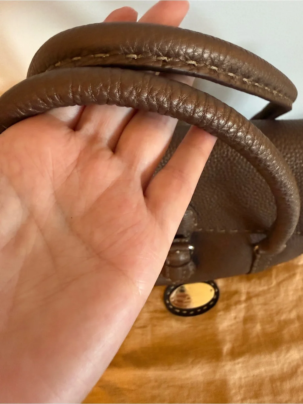 Vintage FENDI Selleria Linda Medium Handbag, Dark Chocolate Color